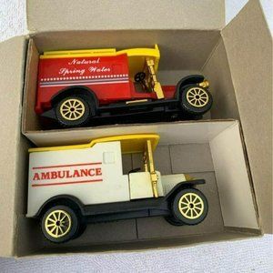 Vintage 1980s Readers Digest Toy Trucks - Ambulance and Water Tanker w/ Box